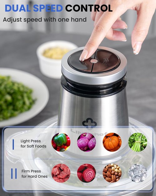 LINKChef Food Processor - 10 Cup Electric Meat Grinder | 600W Stainless Steel Mini Chopper for Home Use