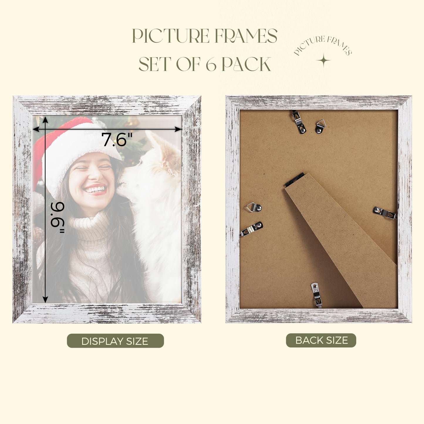 TWING 8x10 Rustic Picture Frames Set of 6 Distressed White Composite Wood Farmhouse Photo Collage Frame For Wall Decor Gallery Wall Frame Set Mounting or Table display, Ideal Valentine Gifts for