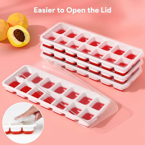Airabc Silicone Ice Cube Trays - Easy-Release 14-Cube Design | BPA-Free & Stackable with Removable Lid