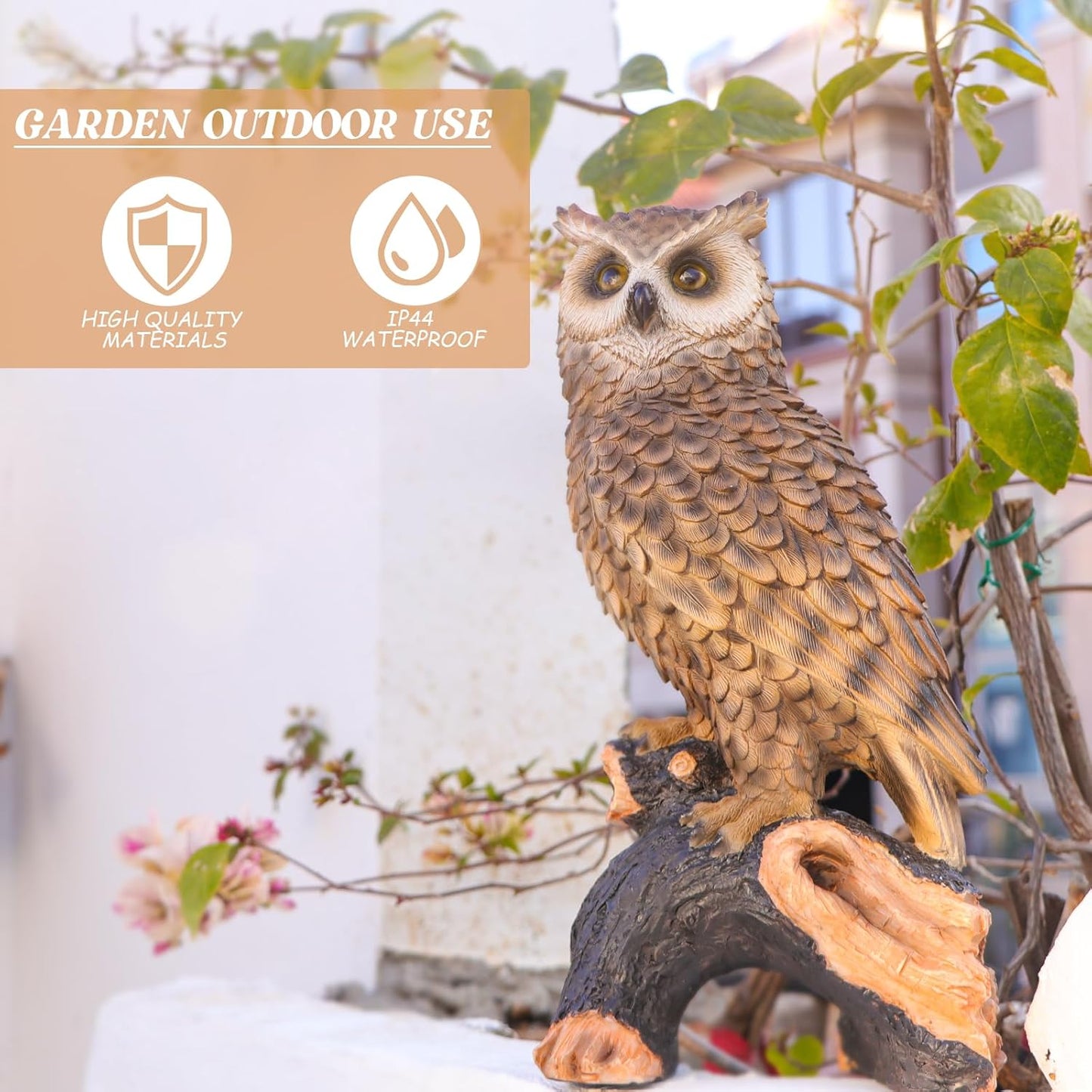 Regine Switzerland Owl Garden Statue - Perching Resin Figurine for Indoor & Outdoor Decor