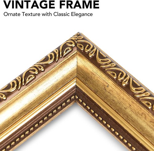 JCJMY Vintage Picture Frame Set of 4 - Elegant 8x10 Frames with 5x7 Mats | Shatter-Resistant Plexiglass, Gold