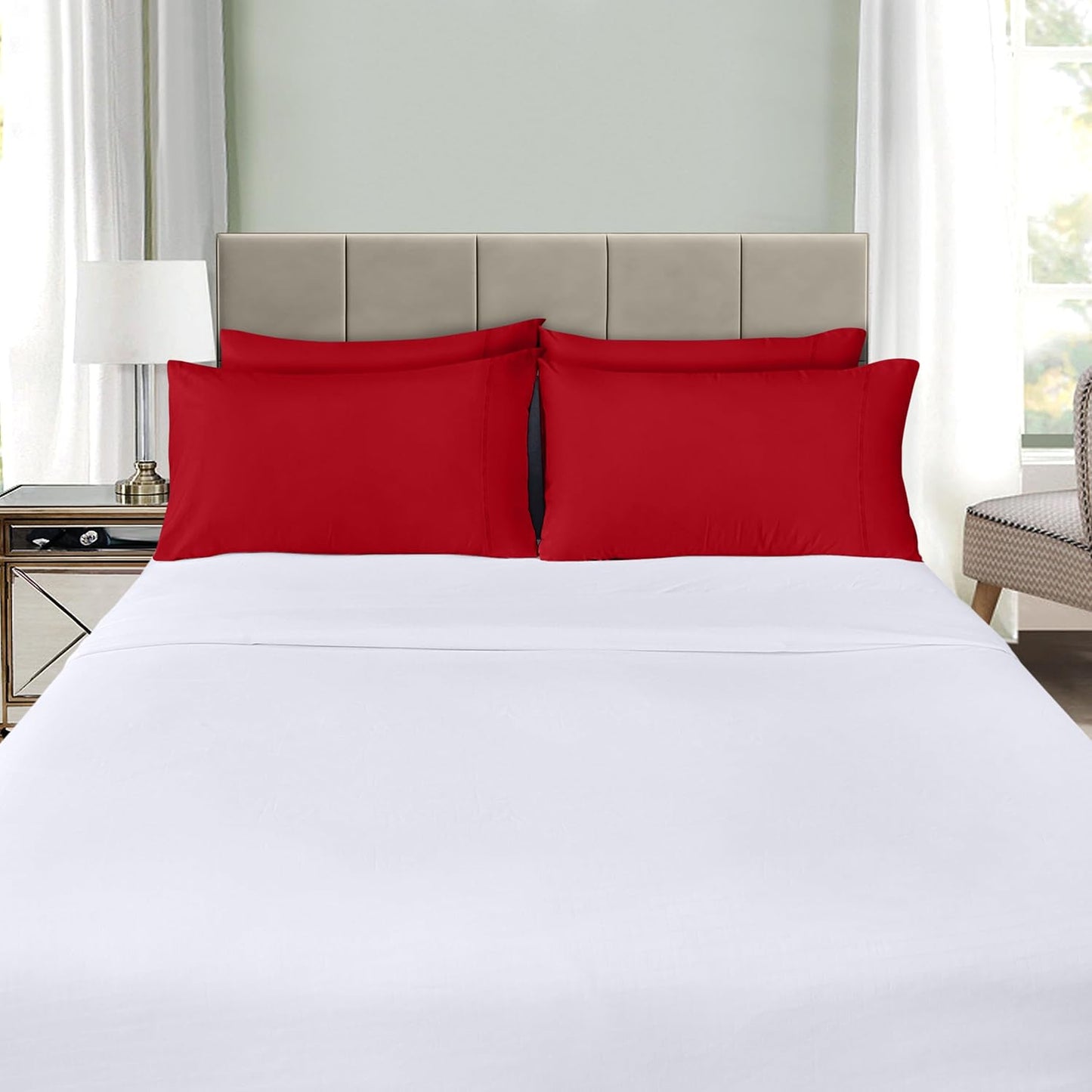 Utopia Bedding Standard Pillow Cases - Soft Brushed Microfiber - 4 Pack, Fade Resistant | 20 x 26 Inches, Red