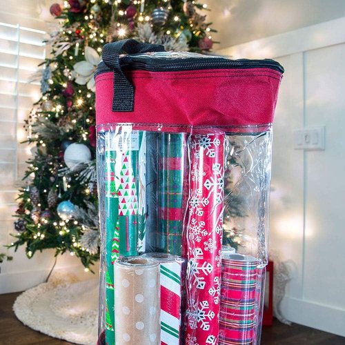 Gift Wrapping Paper Storage Containers - Holds 12 Rolls (40-Inch) | Underbed or Closet Storage | Clear Window for Easy Access