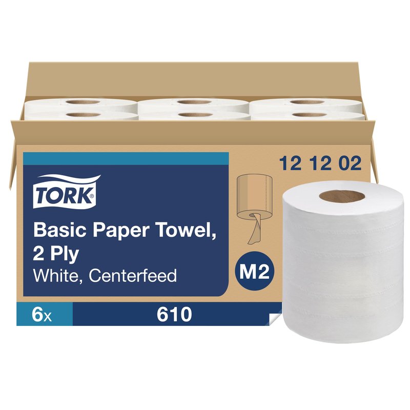 Tork Centerfeed Paper Towel White M2, High Absorbency, 6 x 610 Sheets, 121202