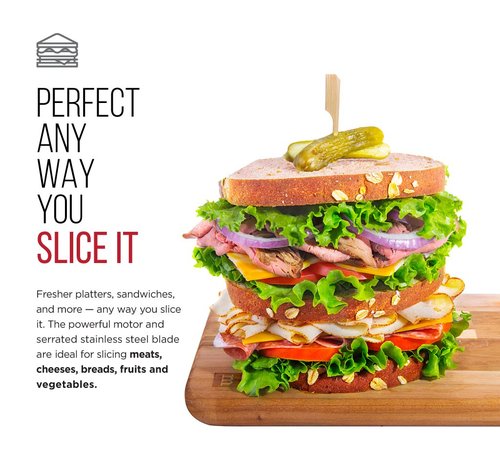 Chefman Electric Deli Slicer With Adjustable Slices, Stainless Steel Blades, Safe Feet - For Ham, Cheese, Bread, Fruit & Veggies