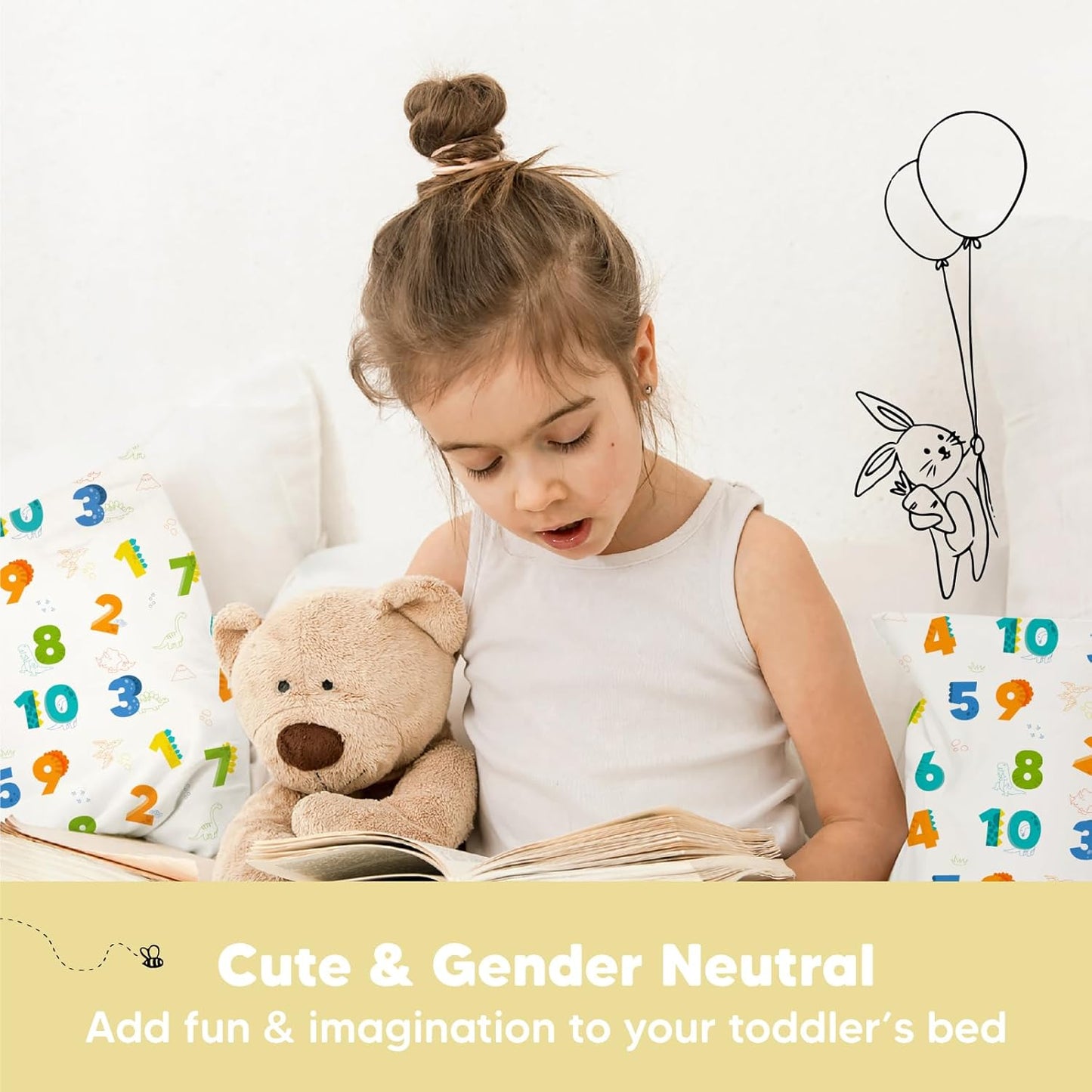 My Little Dreamy Toddler Pillow - Organic Cotton Travel Bed Pillow with Soft Pillowcase | 13x18 Inches, Machine Washable, Ideal for Ages 2-5 (Dino123)