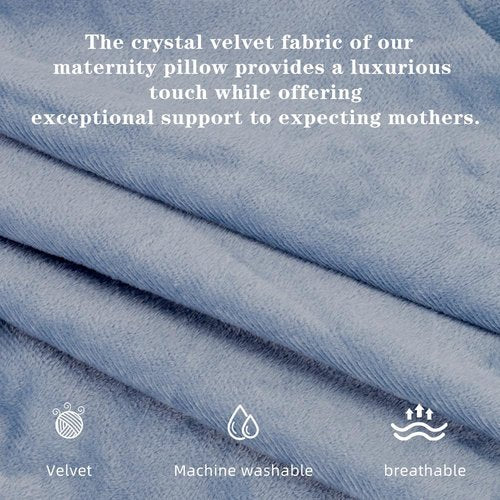 Chilling Home U-Shaped Pregnancy Pillow - Velvet Removable Cover - 55-Inch Full Support Body Pillow - Grey