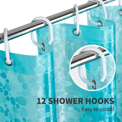 Bostofy Shower Curtain Liner Heavy Duty EVA, Waterproof Shower Liner with 12 Rust Proof Metal Grommets and 3 Weighted Magnet, 72 x 72 Inches Bathroom Shower Curtain, Teal