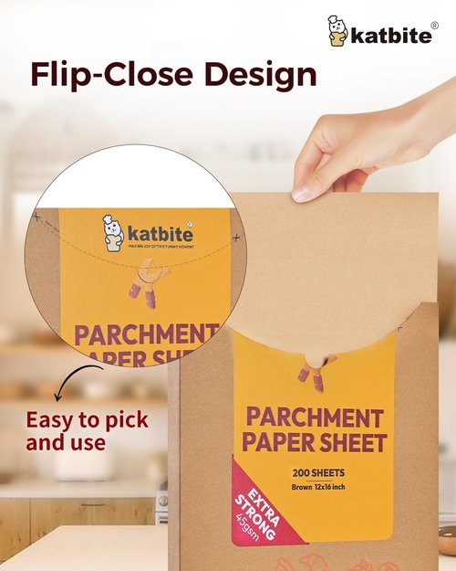 Katbite Unbleached Parchment Paper - 200 Pcs 12x16 In Macaron Sheets for Baking