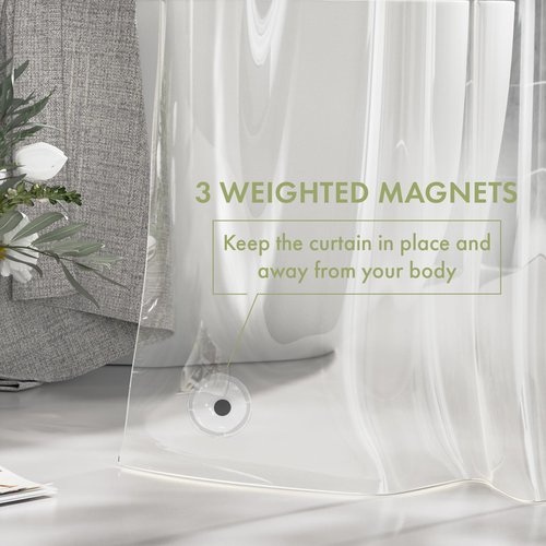 AmazerBath Camper Shower Curtain Liner, 72x65 Clear Shower Curtain Liner, Waterproof Plastic Shower Liner, Lightweight PEVA Shower Curtain for Bathroom with 3 Magnets and 12 Rustproof Metal Grommets