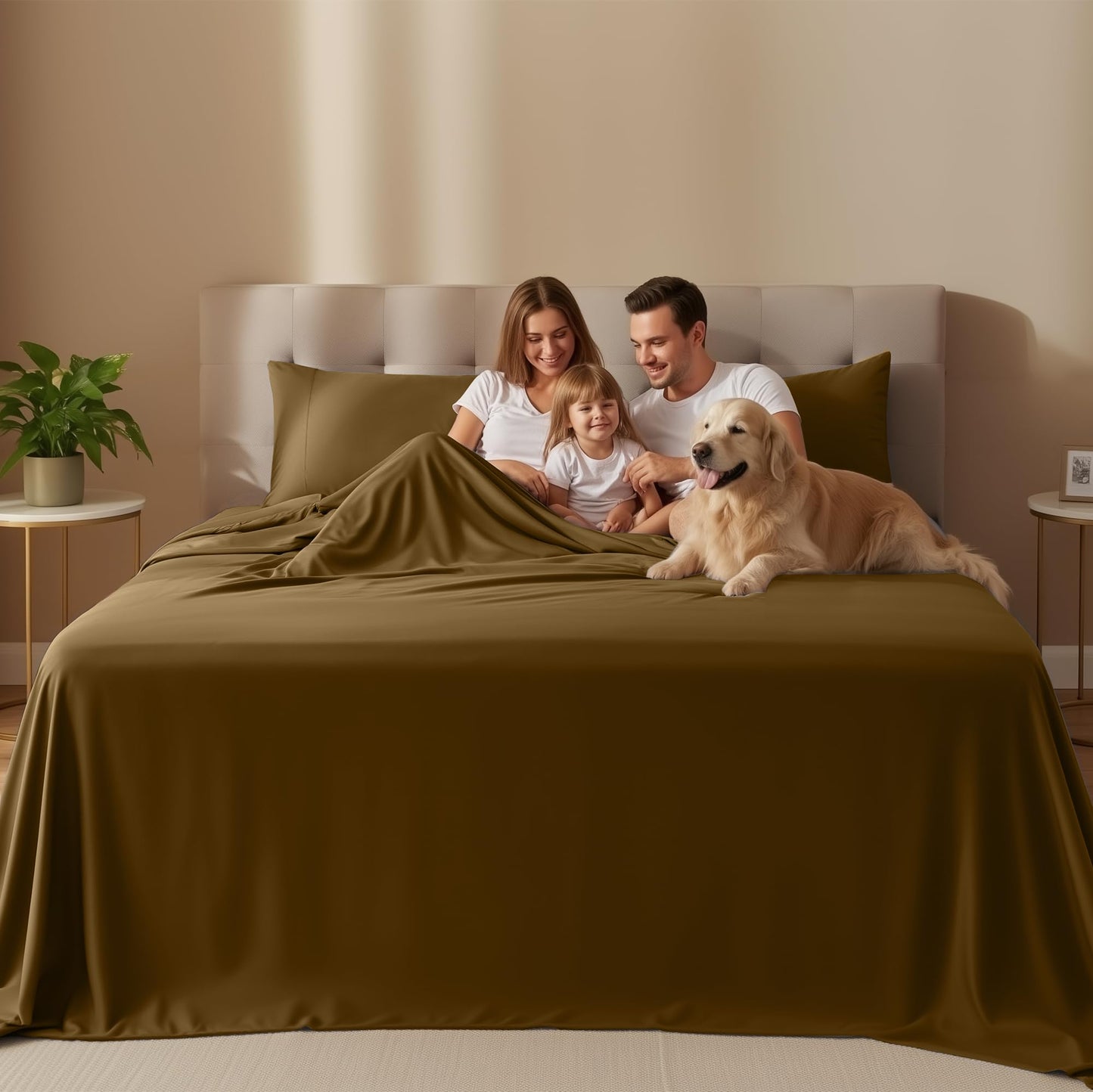 Utopia Bedding King Size Sheet Set – 4 Piece Bed Sheets, Soft and Breathable Microfiber, Includes 1 Fitted Sheet, 1 Flat Sheet and 2 Pillowcases – Oeko Tex (Mocha)