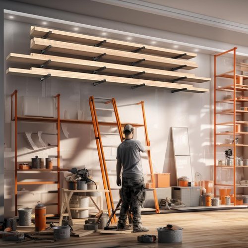 Mapleway 4-Pack Lumber Storage Rack - 4-Level Metal Wall Mount Wood Organizer for Garage & Workshop