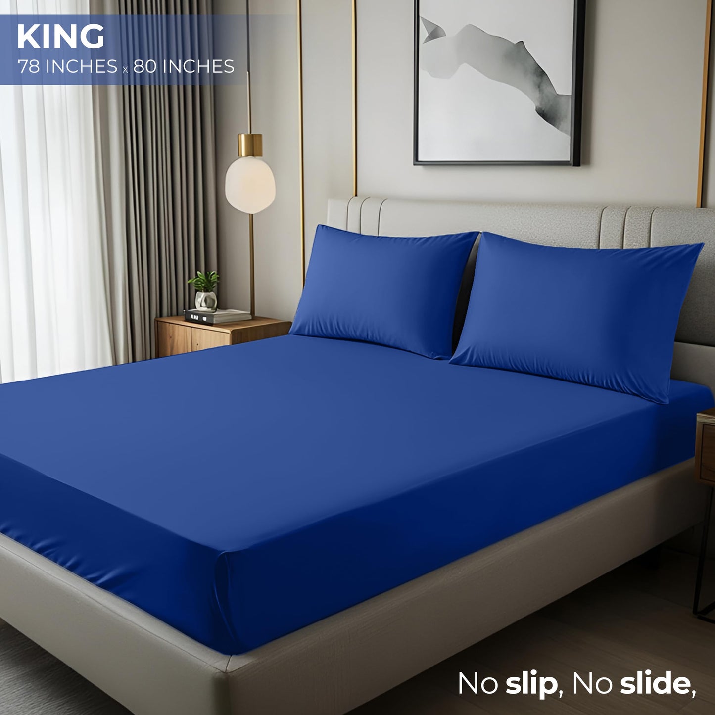 Utopia Bedding King Fitted Sheet - Bottom Sheet - Deep Pocket - Soft Microfiber - Shrinkage and Fade Resistant-Easy Care -1 Fitted Sheet Only (Royal Blue)