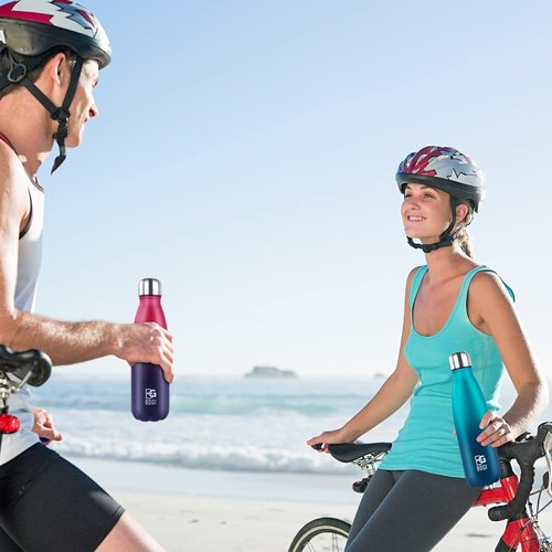 BOGI Insulated Water Bottle - 17oz Stainless Steel, Leak-Proof Design | Keeps Drinks Cold for 24 Hours, Hot for 12 Hours (Blue)