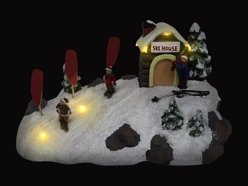 Christmas Village Pre-Lit Tabletop Ski Down The Mountain | Perfect Indoor Home Decoration