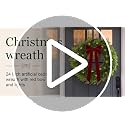 Pre-Lit Christmas Wreath 22 Inch with Red Velvet Bow - Green & Red
