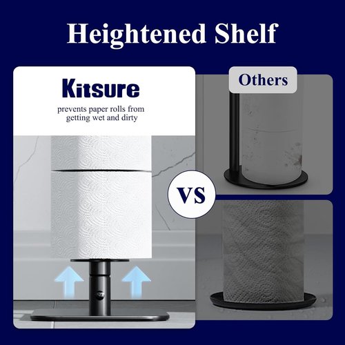 Kitsure Toilet Paper Holder - Rustproof Free Standing Design for 4 Rolls | Stable Non-Slip Base, Black