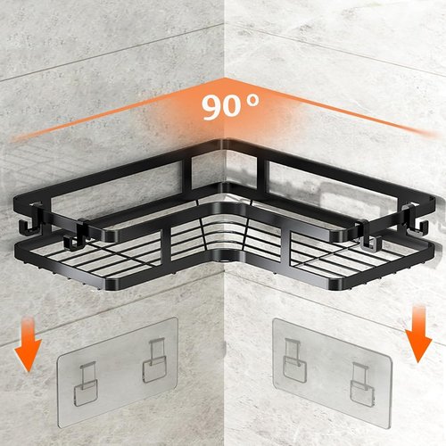 Adhesive Shower Caddy,4Pack Rustproof Metals Bath Organizers With Large Capacity, No Drilling Shelves for Bathroom kitchens Storage
