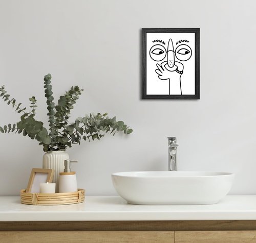 Funny Bathroom Wall Art - Humorous Black and White Canvas Print | Modern 8x10 Inch Decor