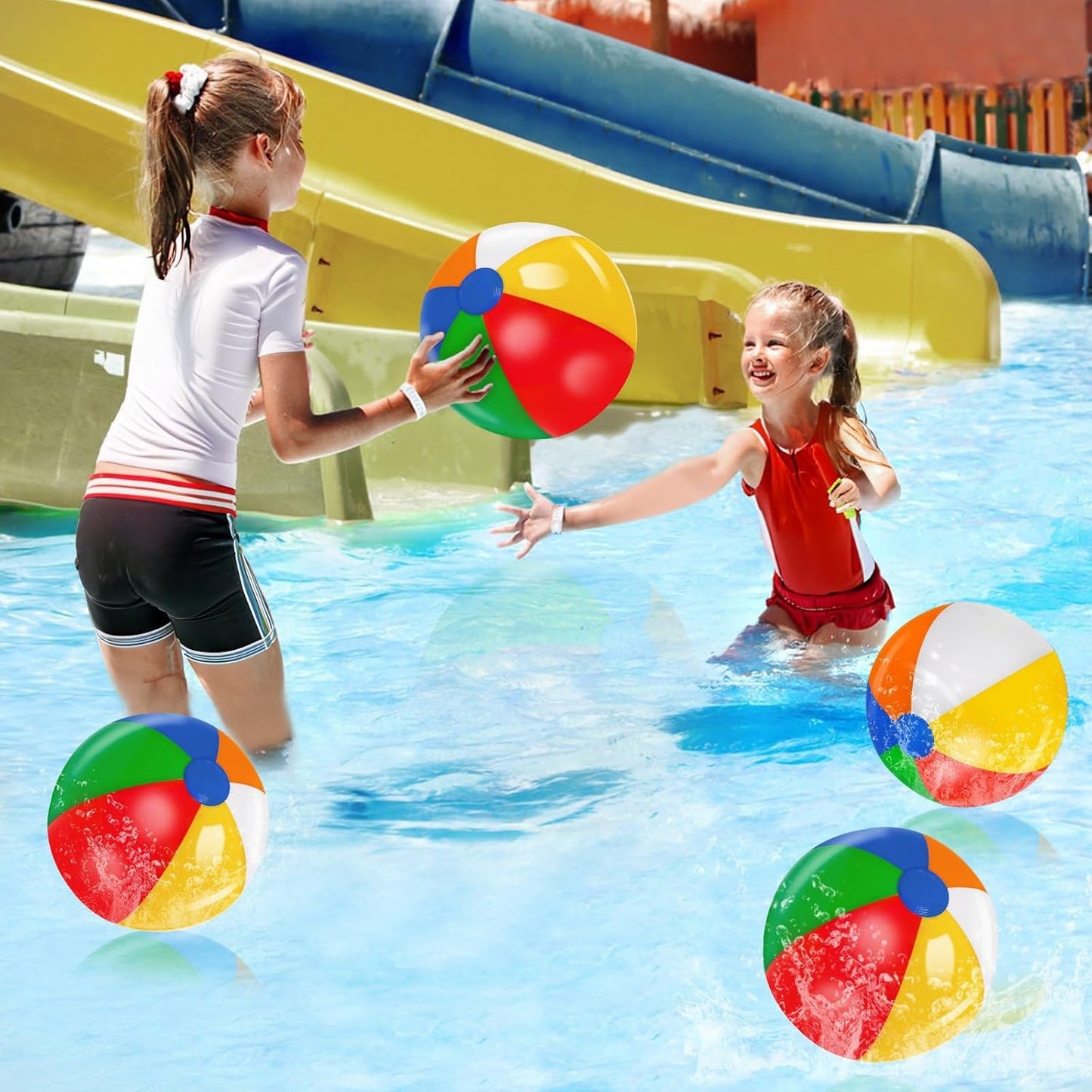 Rainbow Beach Balls - 28 Pack Inflatable Pool Toys for Kids | Perfect for Summer Parties & Luau Decor