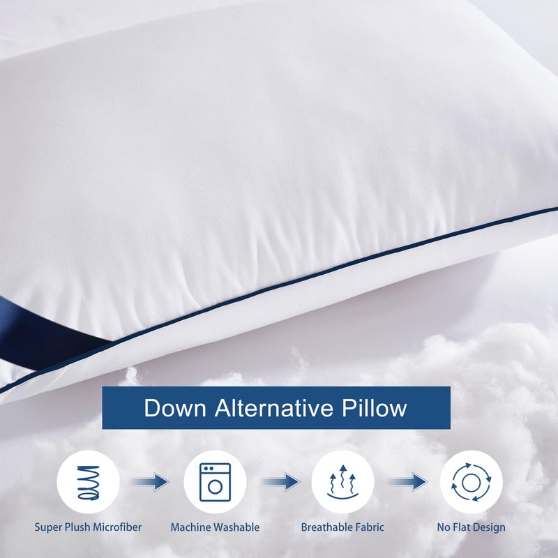 Meoflaw Pillows Standard Size Set of 4,Soft Microfiber Standard Pillows with Hollow Fiber,Hotel Quailty Bed Pillows for Sleeping 4 Pack for Back,Stomach Sleeper