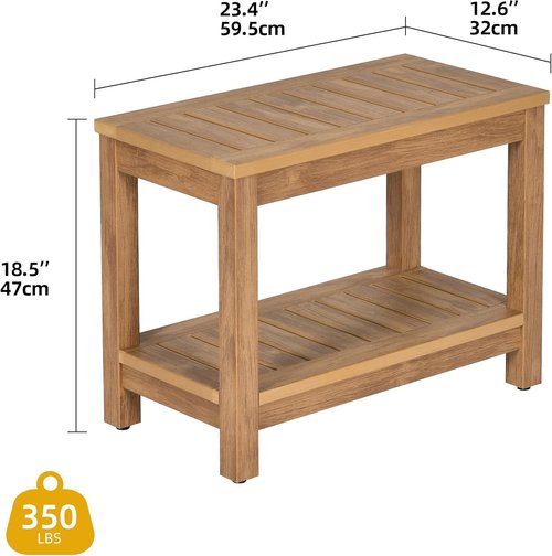 DWVO Shower Stool - 23.5in Water-Resistant Non-Slip Bench for Bathroom & Outdoor Use (Teak)