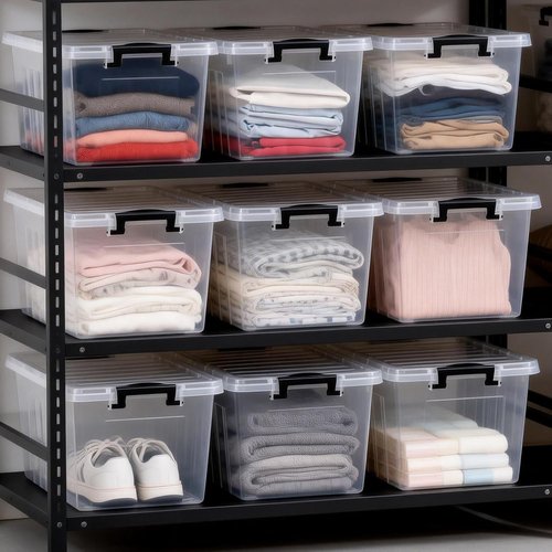 Citylife 22 QT Clear Plastic Storage Bins - Stackable & Nestable Storage Boxes | 6-Pack for Garage, Closet, Kitchen