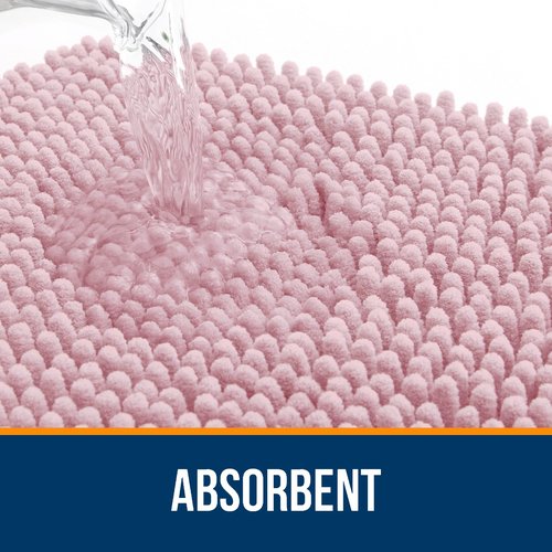 OLANLY Bathroom Rugs 24x16, Extra Soft Absorbent Chenille Bath Rugs, Rubber Backing Quick Dry, Machine Washable Bath Mats for Bathroom Floor, Tub and Shower, Home Decor Accessories, Dusty Rose