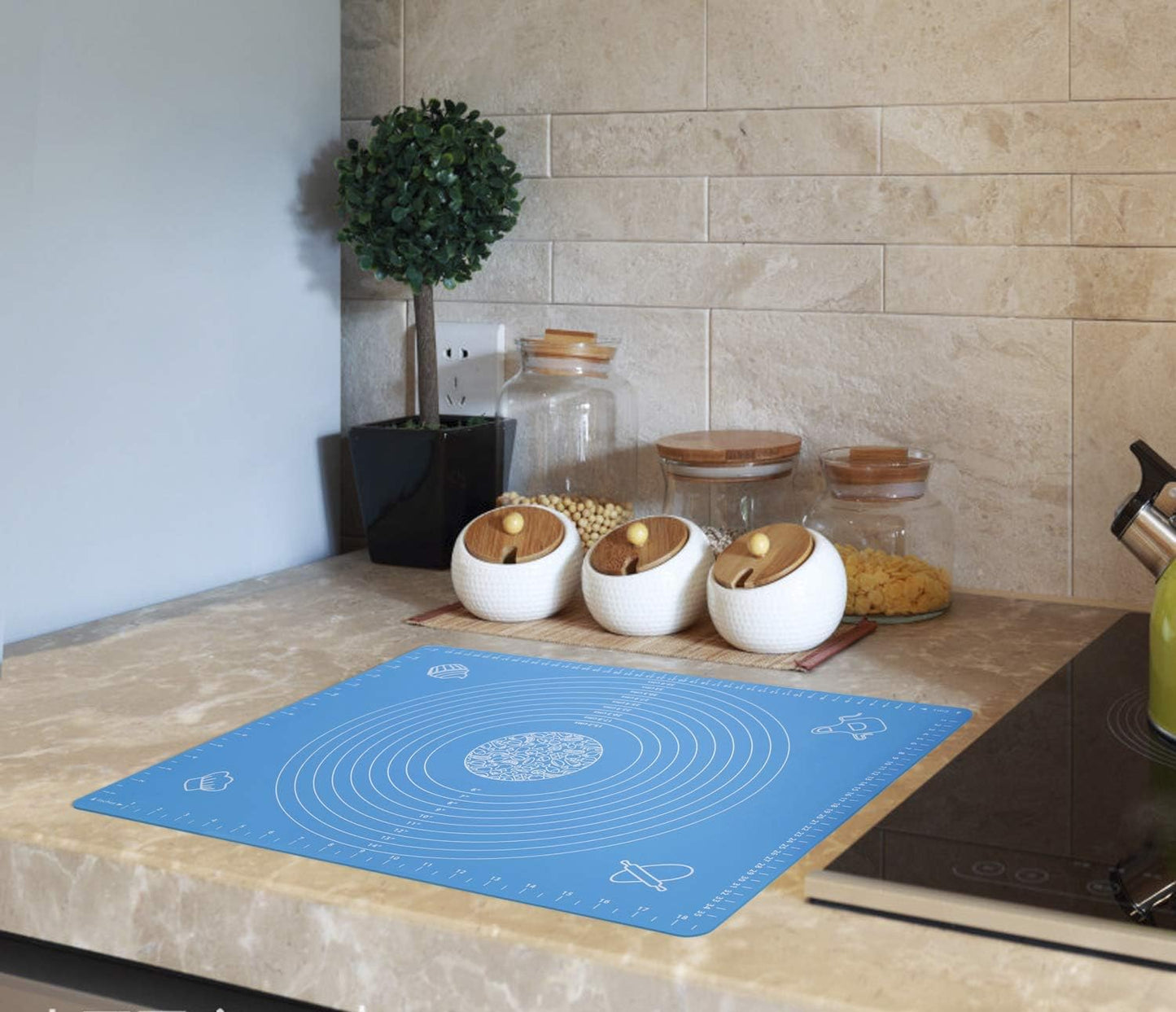 Skiennix Silicone Baking Mat - Non-Stick & Non-Slip Dough Rolling Sheet with Measurements | 19.7" x 15.7" - Blue