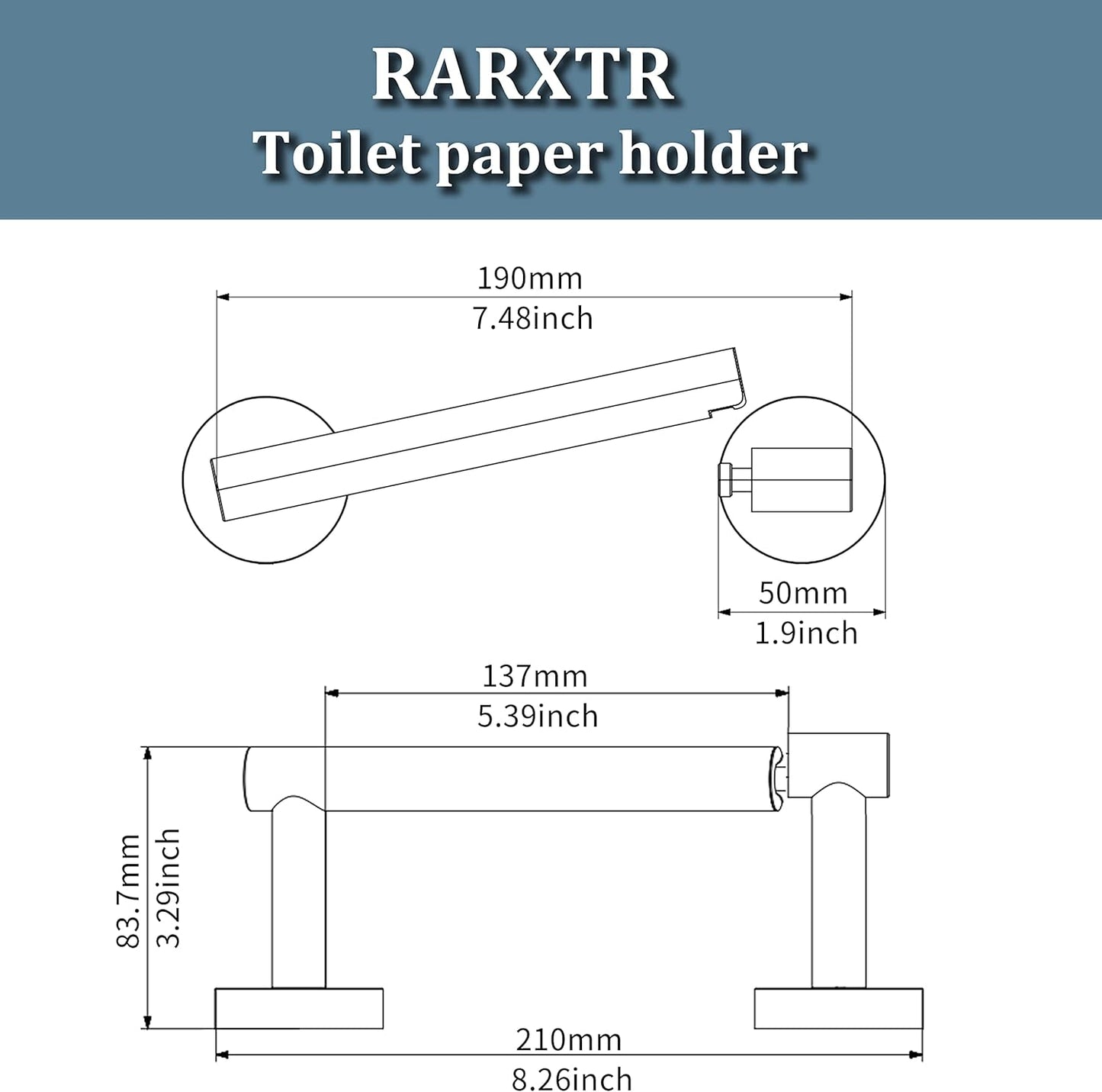 RARXTR Toilet Paper Holder - Wall-Mounted SUS304 Stainless Steel Double Post Design | Brushed Nickel Finish