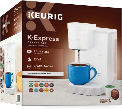 Keurig K-Express Essentials Single-Serve Coffee Maker - Cloud White Finish for Quick Brewing