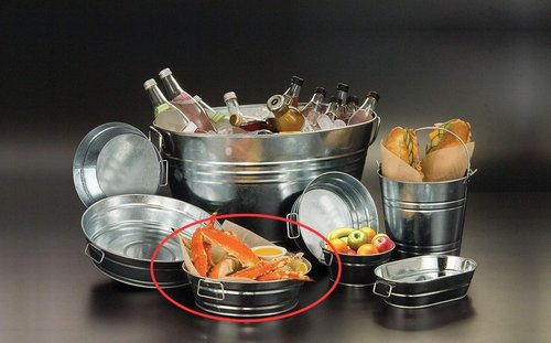 American Metalcraft MTUB12 Galvanized Steel Tub 95 oz 11.63" Dia x 3.25" H Silver Heavy-Duty Serving Container