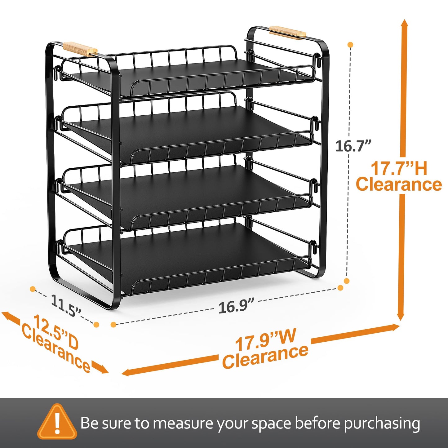 MAXIFFE 4 Tier Can Organizer for Pantry, Pantry Organizers and Storage Holder Dispenser Rack for Snacks Soda Drinks, Holds Up to 48 Cans for Pantry Kitchen Cabinet Countertop, Black