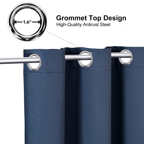 ChrisDowa Small Window Curtains for Kitchen and Bedroom - Grommet Short Thermal Insulated Room Darkening Curtains (2 Panels, Stone Blue, 42 x 36 Inch)