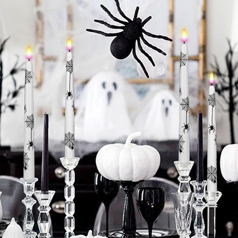 Wondise Halloween Flameless Taper Candles with Remote & Timer - 3-Spider Variation