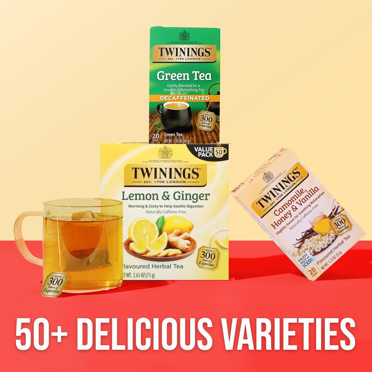 Twinings Decaffeinated Green Tea - Individually Wrapped Bags, Smooth Flavor & Enticing Aroma | 20 Count