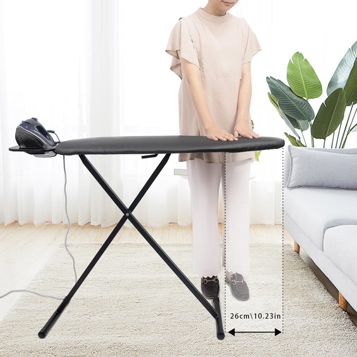 Duwee Ironing Board - 12"x36" Folding Design with Heat Resistant Cover & Thick Felt Pad - Compact & Lightweight, Black