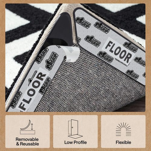 GORILLA GRIP Rug Gripper Pads, 12 pc Reusable Double-Sided Stickers Keep Area Rugs Corners Flat, Grips Hardwood, Tile and Laminate Floors, Renter Friendly, Holds Down Carpet in Place, Home Décor