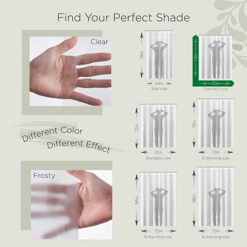Stitch & Stone Shower Curtain Liner, Premium Extra Lightweight Durable Waterproof 3g PEVA for Bathroom with Weighted Magnets, Standard Size 70" x 72" Clear 1 Pack