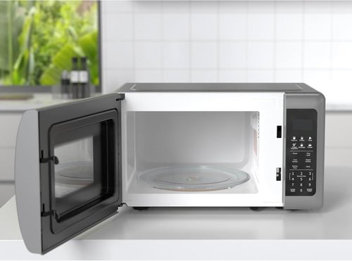 Emerson MW7601SL Microwave Oven - Sleek Mirrored Finish, 700W, 10 Power Levels, 0.7 Cu. Ft., Silver