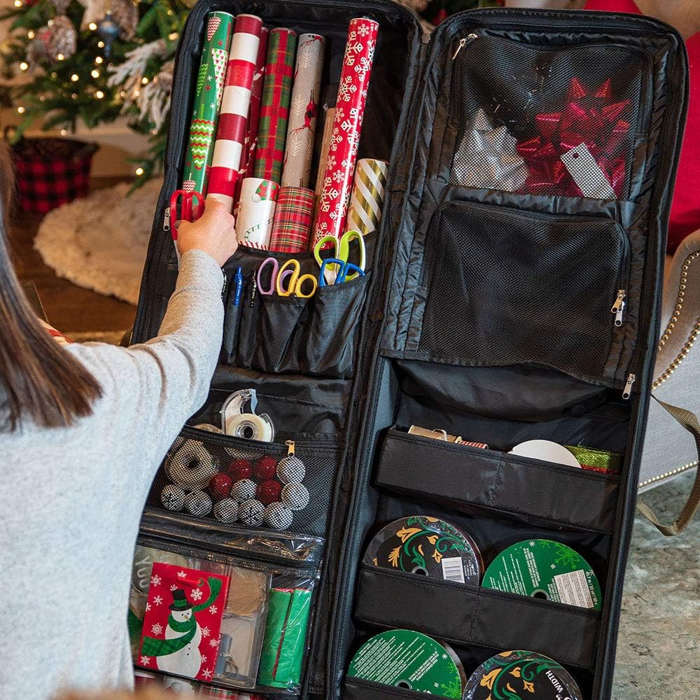 TreeKeeper Gift Bag Wrap & Craft Organizer - Holds 14 Rolls of 40-Inch Wrapping Paper & 6 XL Ribbons