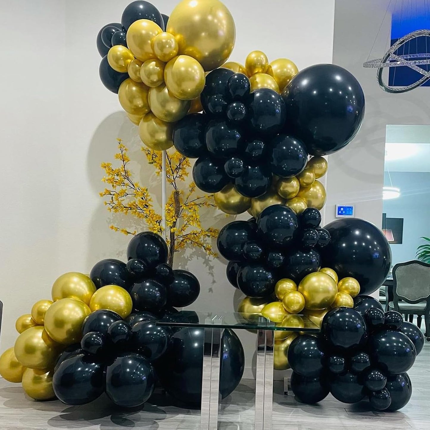YMSZ Black and Gold Balloons - 67 Pcs Metallic 12 Inch Balloons for Birthday & Party Decorations