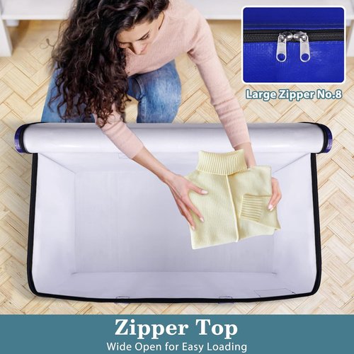 HomeHacks Heavy-Duty Moving Bags - 8-Pack Storage Totes with Strong Zippers & Handles | 93L (Blue)