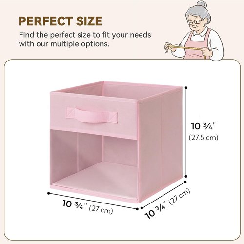 GRANNY SAYS Cube Storage Bins - 11 Inch Collapsible Fabric Organizers with Clear Window | Pink 6-Pack
