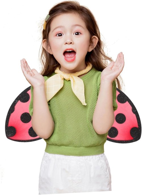 Abaodam Foldable Ladybug Wings for Kids - Red Performance Mesh Costume Prop | Portable Party Accessory