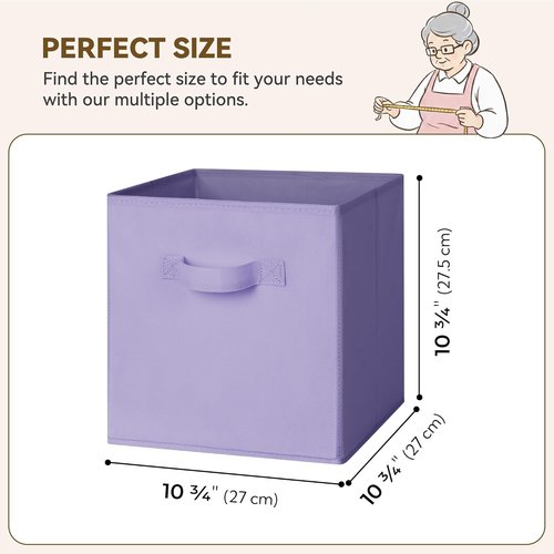 Granny Says Cube Storage Bins - 11-Inch Fabric Organizers in Lavender Purple | 8-Pack Collapsible Design