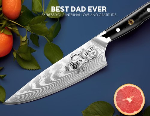 ASETY Men Gifts: Damacus Chef Knife - Gifts for Dad, Birthday Gift from Daughter Son Kids, Full Tang G10 Handle, Christmas, Thanksgiving Best Dad Ever Father Gifts