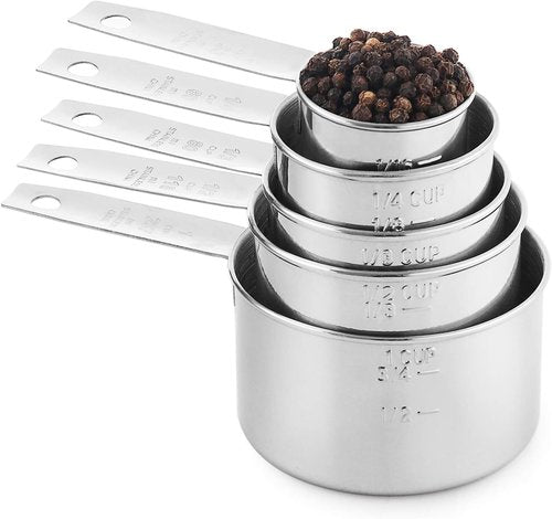Laxinis World Stainless Steel Measuring Cups - 5 Piece Stackable Set for Accurate Cooking