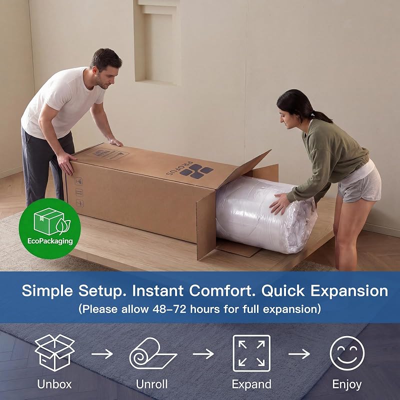 Profus 8 Inch Twin Hybrid Memory Foam & Bonnell Spring Mattress - White Variation