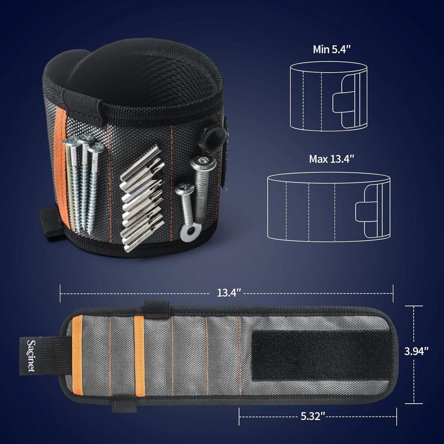 Skiennix Magnetic Wristband - 15 Strong Magnets & 2 Pockets | Ideal Gift for Men & Women